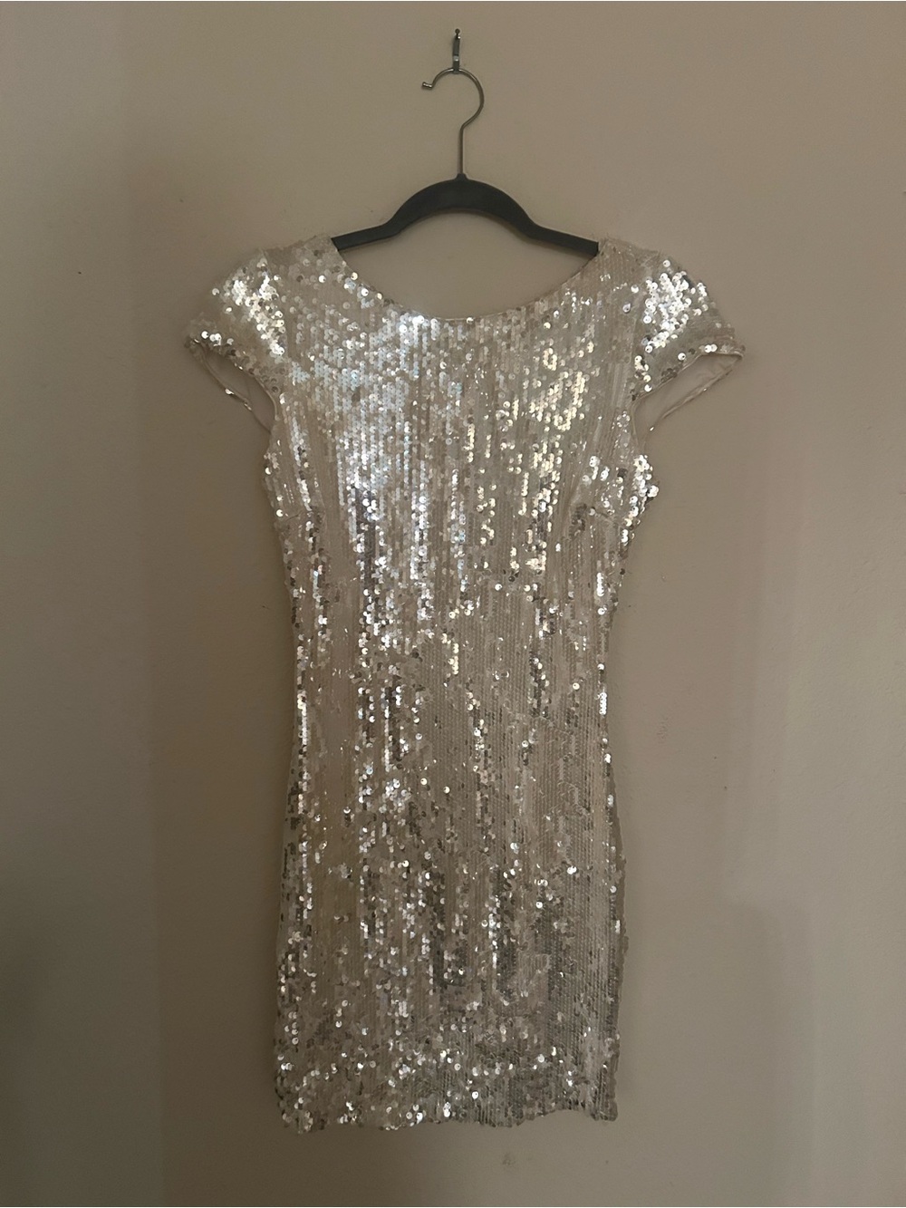 Dress the Population Cream Sequin Mini Dress
